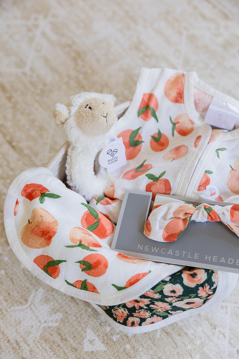 Welcome Baby Girl Peaches Lamb Gift Basket – Newcastle Classics