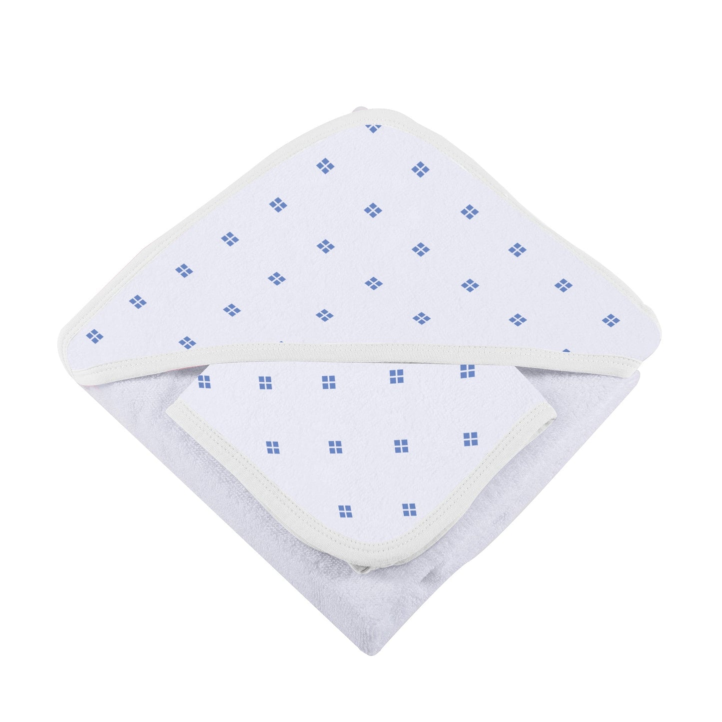 Periwinkle Diamond Polka Dot Bamboo Hooded Towel and Washcloth Set