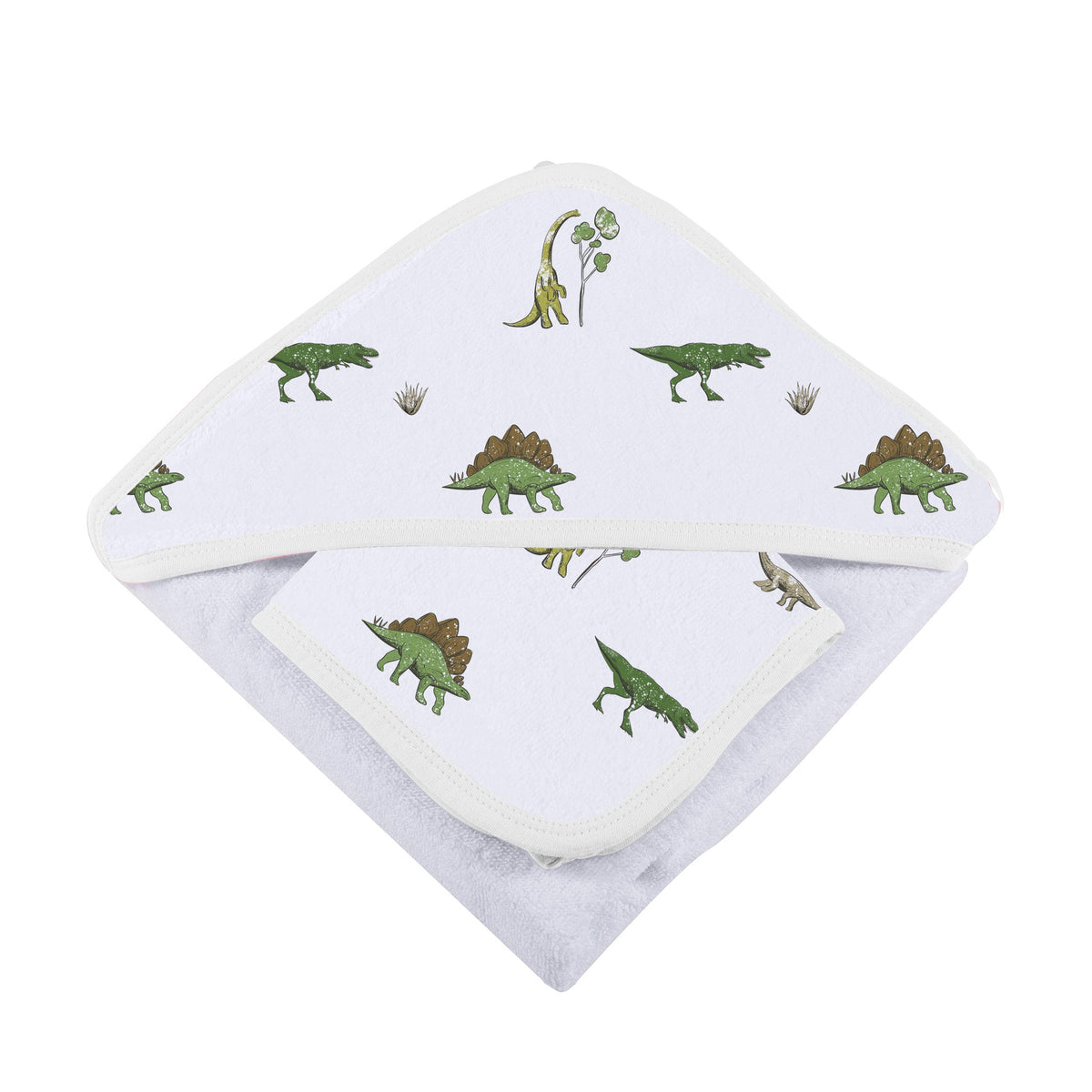 Dino Days Cotton Hooded Towel and Washcloth Set
