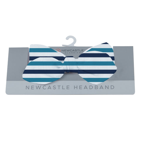 Blue and White Stripe Bamboo Baby Headband | Newcastle Classics