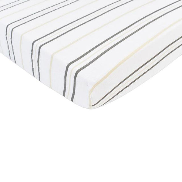 Grey Stripe Cotton Muslin Crib Sheet