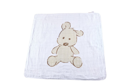 Teddy Bear and Plaid Cotton Muslin Newcastle Blanket