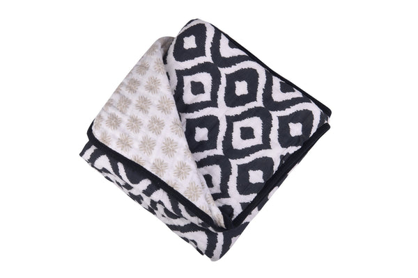 Morrocan Blue And Flower Child Cotton Muslin Newcastle Blanket