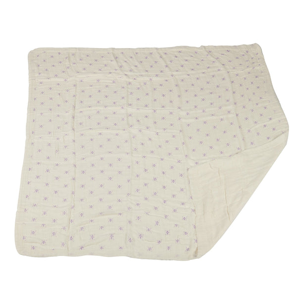 Lavender Flower and White Bamboo Muslin Newcastle Blanket