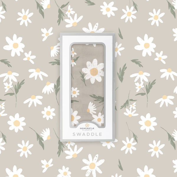 White Daisy Bamboo Swaddle