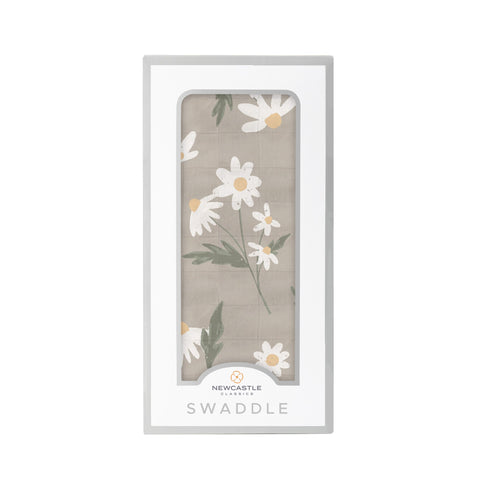 White Daisy Bamboo Swaddle