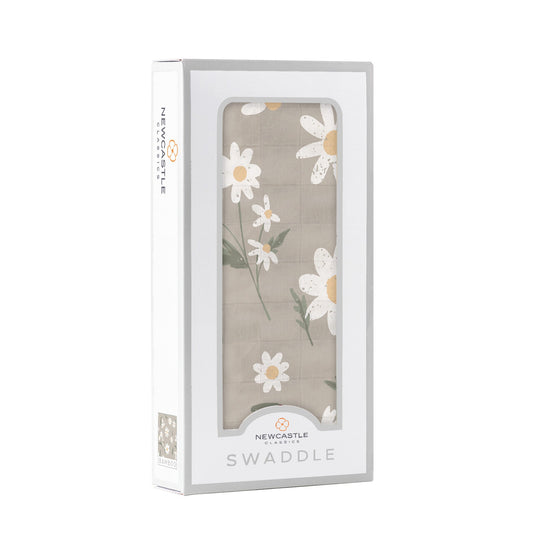 White Daisy Bamboo Swaddle