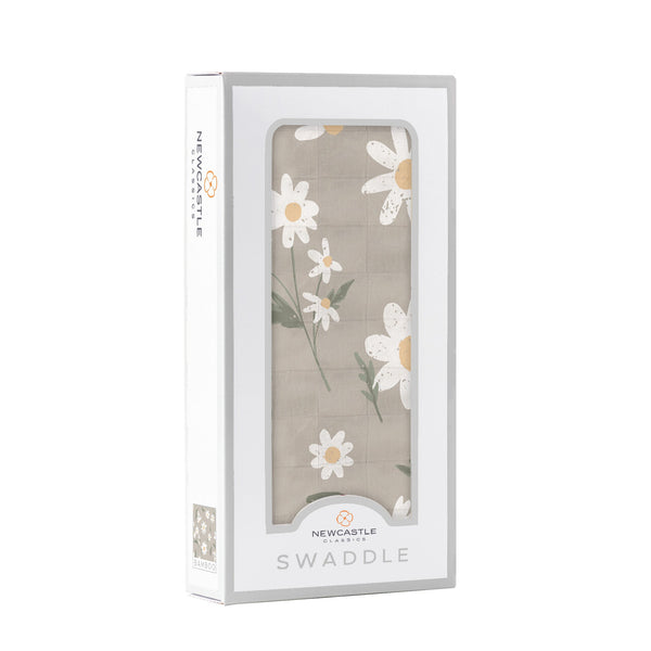 White Daisy Bamboo Swaddle