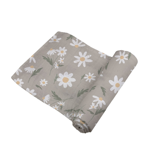 White Daisy Bamboo Swaddle