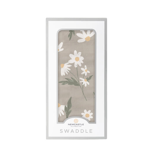 White Daisy Bamboo Swaddle