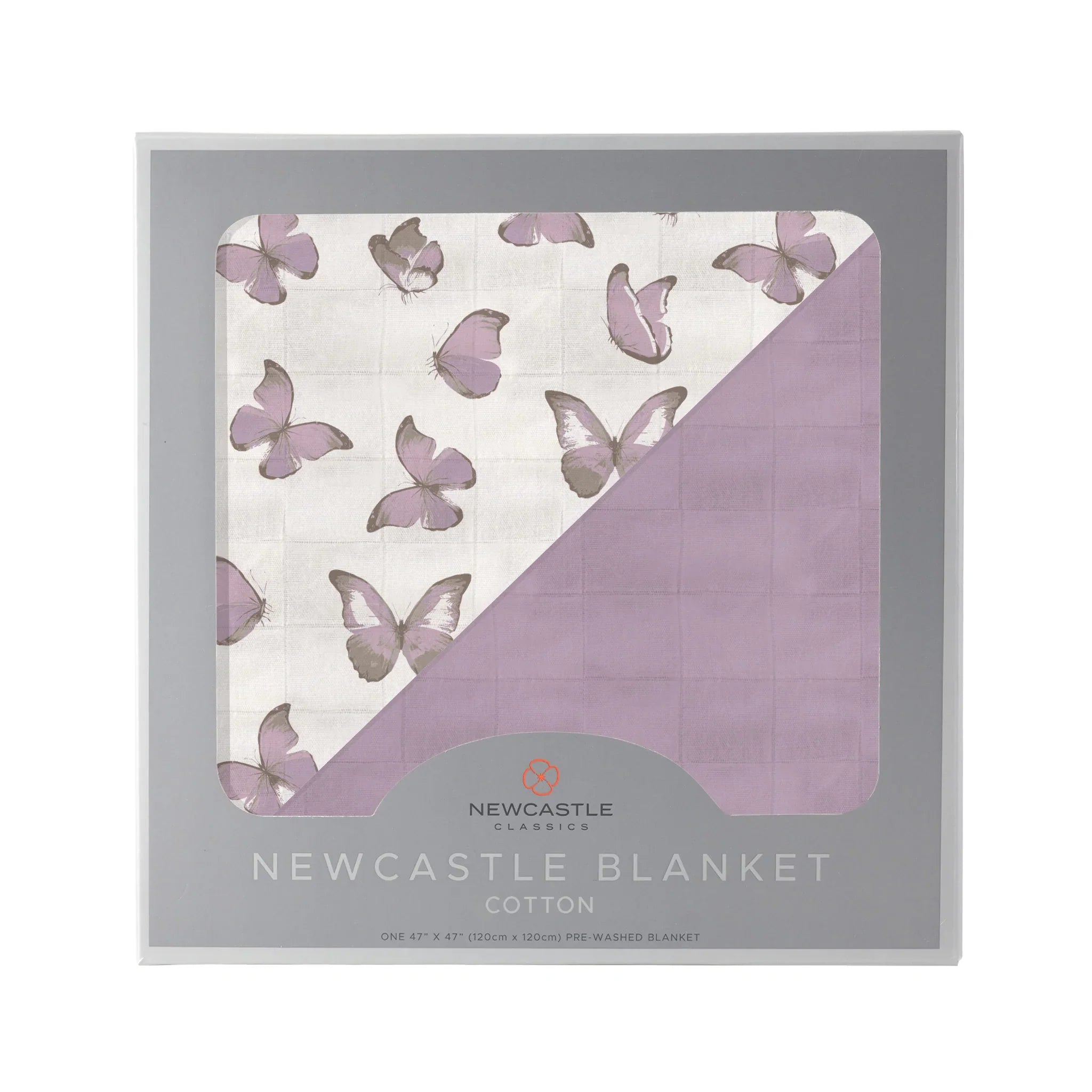 Winsome Butterflies and Orchid Lavender Cotton Newcastle Blanket