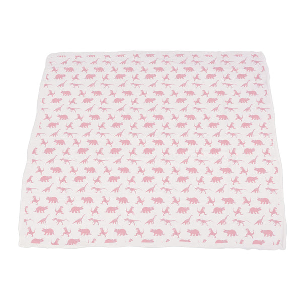 Pink Dinosaurs & Pink Polka Dot Bamboo Newcastle Blanket