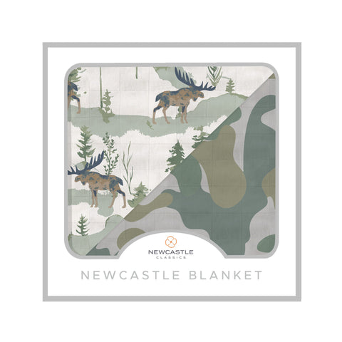 Mountain Moose and Hunter's Camo Newcastle Blanket