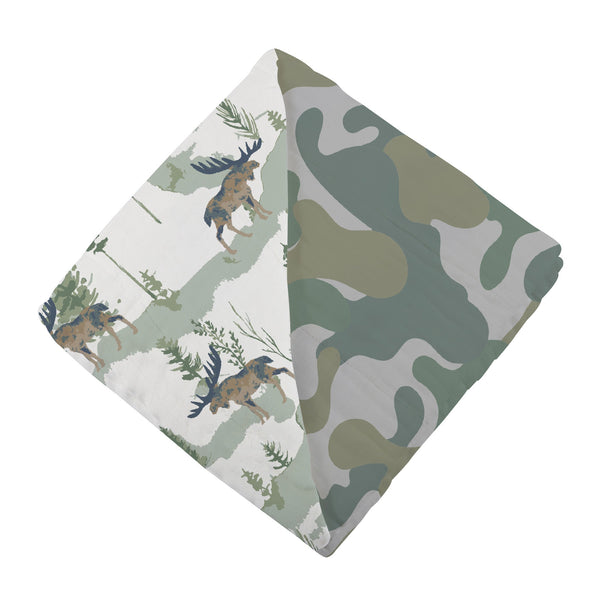 Mountain Moose and Hunter's Camo Newcastle Blanket