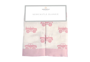 Pink Monster Trucks Bamboo Newcastle Blankie