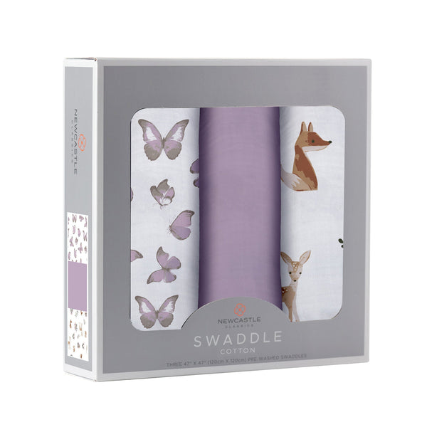 Mountain Meadow Swaddle 3 Pack; Sierra Fox & Butterfly