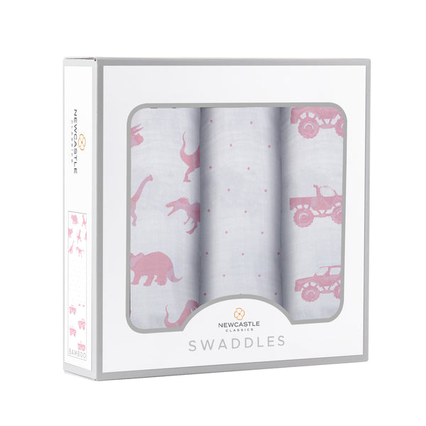 Pretty In Pink Bamboo Muslin Swaddle 3PK