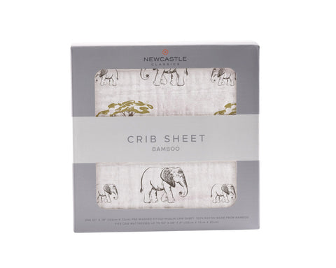 Rhinos and Elephants Bamboo Muslin Crib Sheet