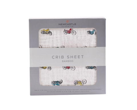 Vintage Motorcycles Bamboo Muslin Crib Sheet