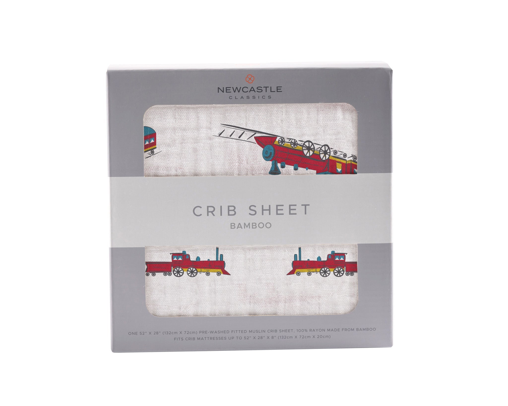 Vintage Steam Train Bamboo Crib Sheet