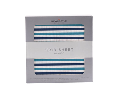 Blue and White Stripe Bamboo Crib Sheet