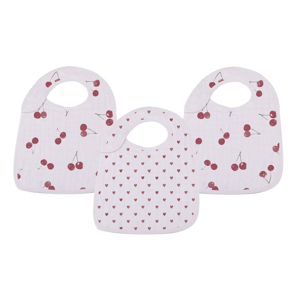 Sweetheart Cherry Hearts Snap Bib set