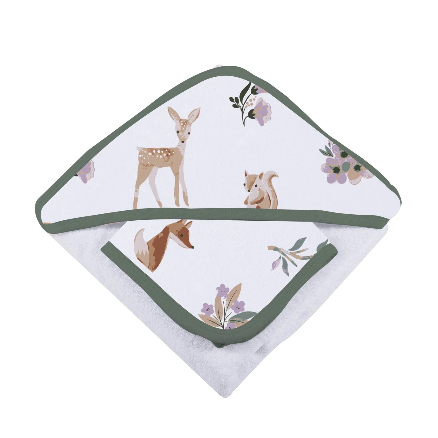 Sierra Fox and Deer Cotton Hooded Towel and Washcloth Set