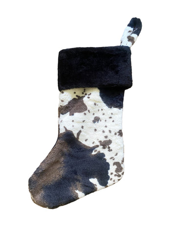 Cowhide faux fur Christmas Stocking #3