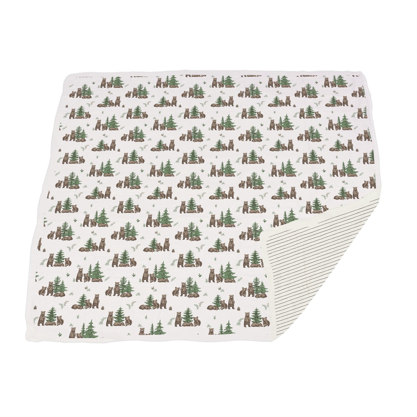 Wilderness Bear & Pencil Stripe Bamboo Newcastle Blanket