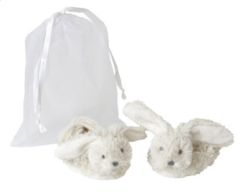 Ivory Rabbit Richie Slippers in organza bag by Happy Horse