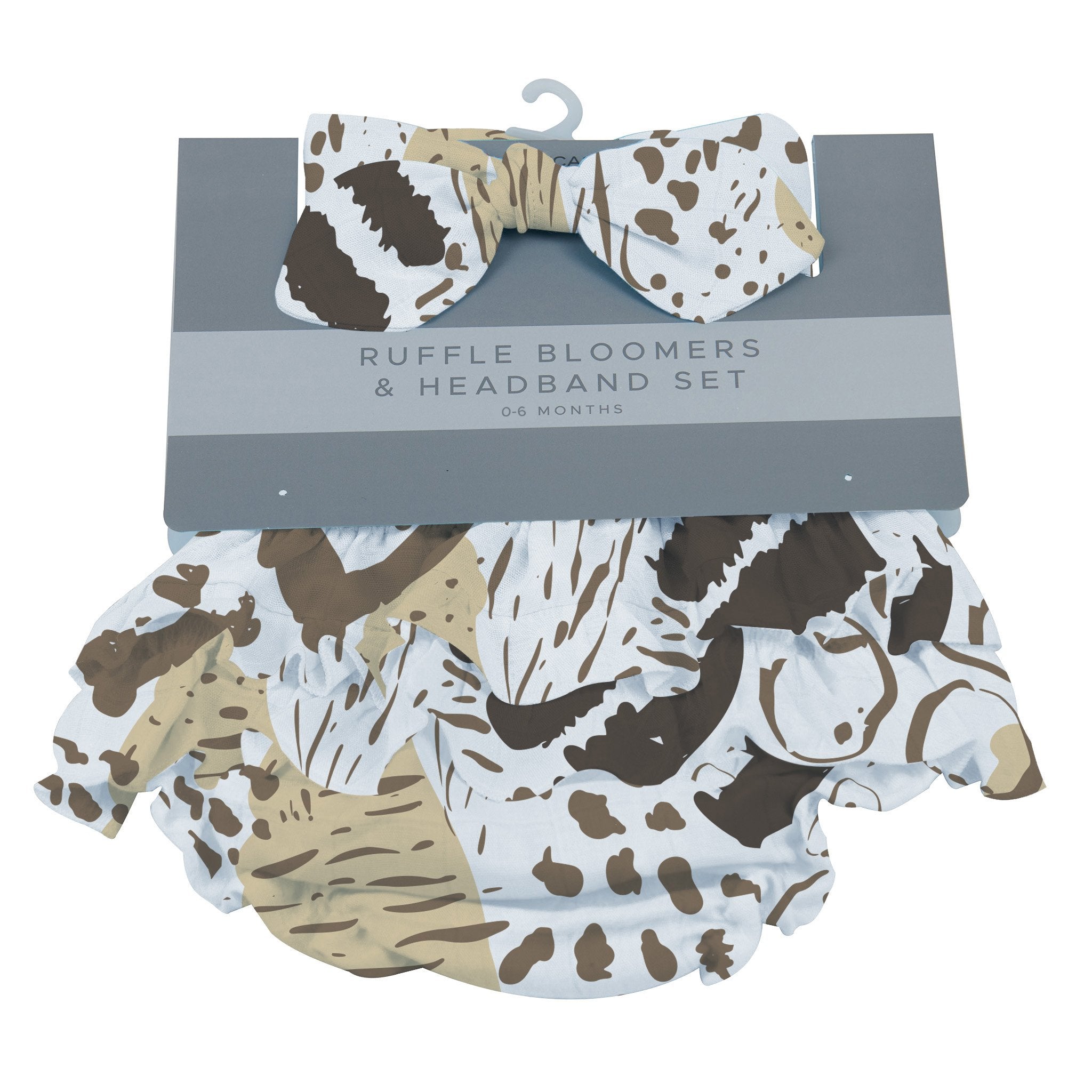 Animal Print Ruffle Bamboo Bloomer Headband Set