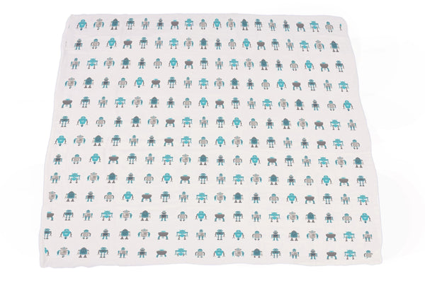 Robots Cotton Muslin Newcastle Blanket