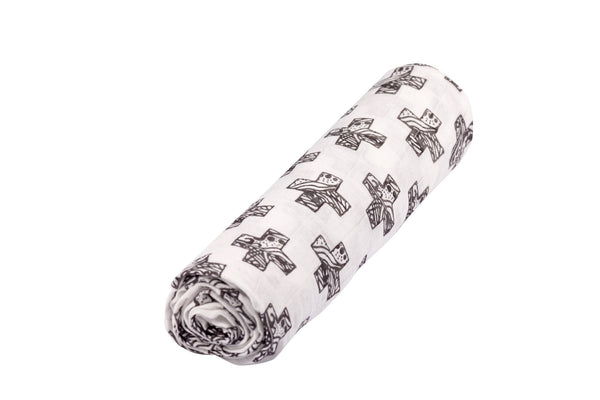 Nordic Stamp Bamboo Muslin Swaddle