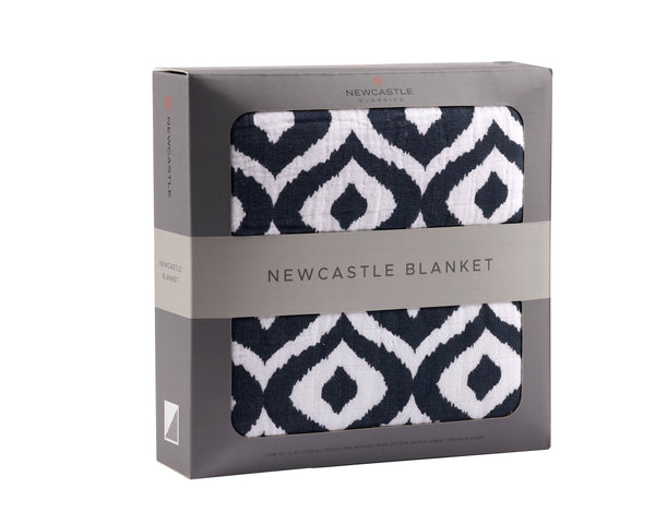 Moroccan Blue Cotton Muslin Newcastle Blanket