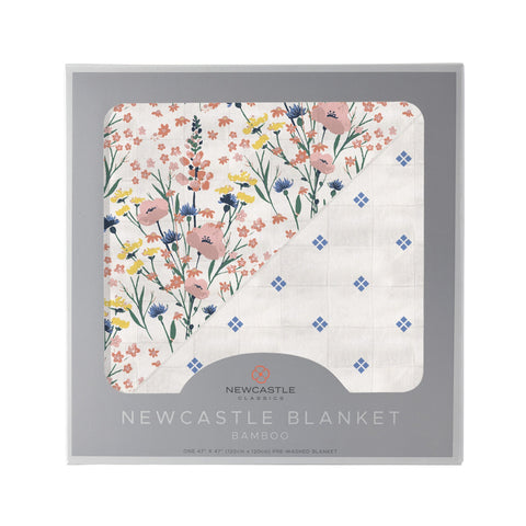 Wildflowers and Periwinkle Diamond Polka Dot Bamboo Newcastle Blanket