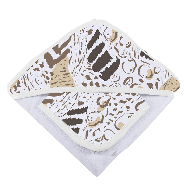 Animal Print Bamboo Hooded Towel and Washcloth Set