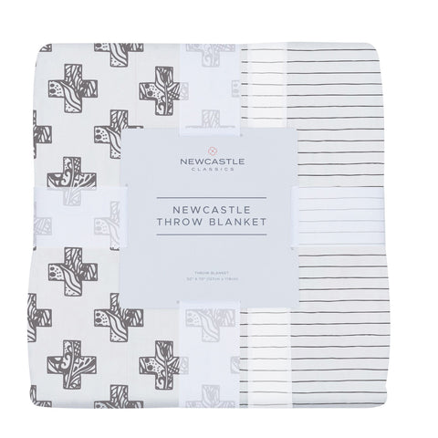 Nordic Stamp and Pencil Stripe Bamboo Muslin Newcastle Throw Blanket | Newcastle Classics