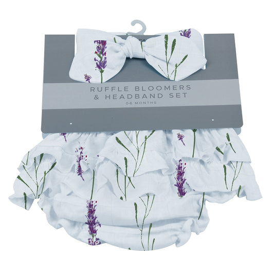 Lavender Ruffle Bamboo Bloomer Headband Set