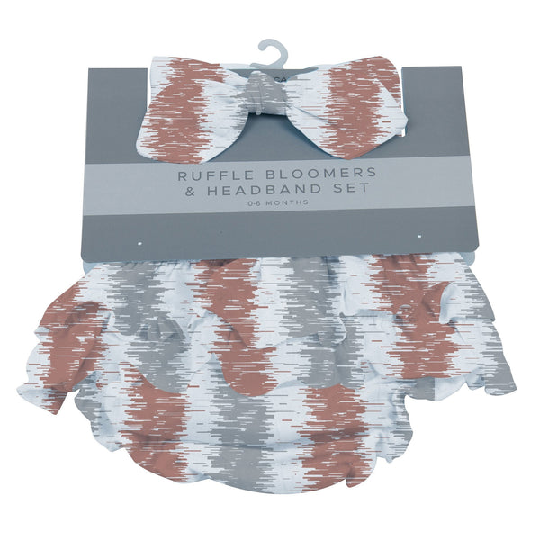 Western Stripe Ruffle Cotton Bloomer Headband Set