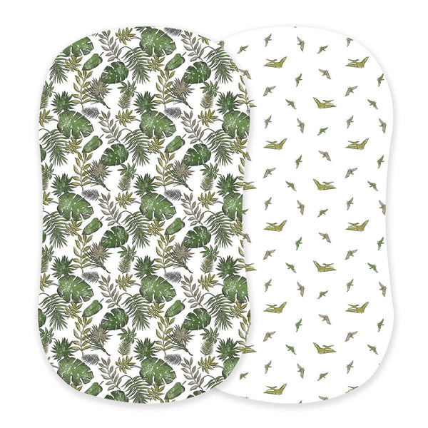Tropical Forest and Pteranodon Cotton Changing Pad Cover/Bassinet Sheets