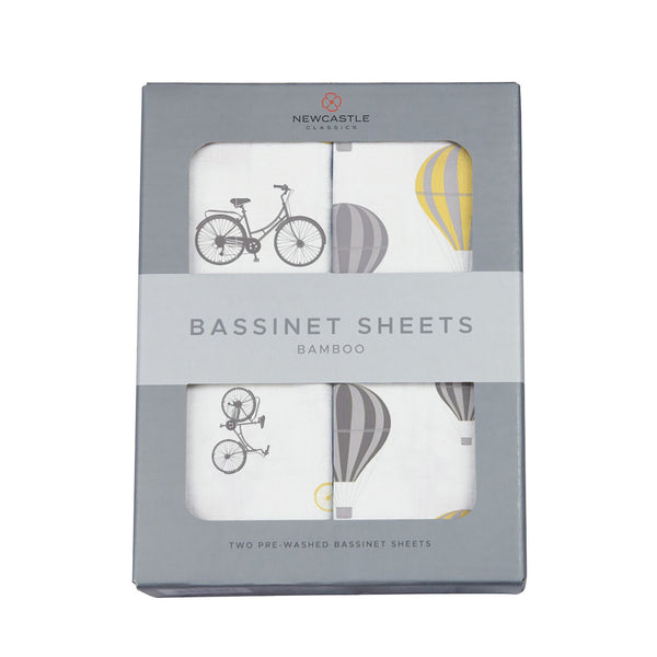 Vintage Bicycles and Hot Air Balloon Bamboo Changing Pad Cover/Bassinet Sheet